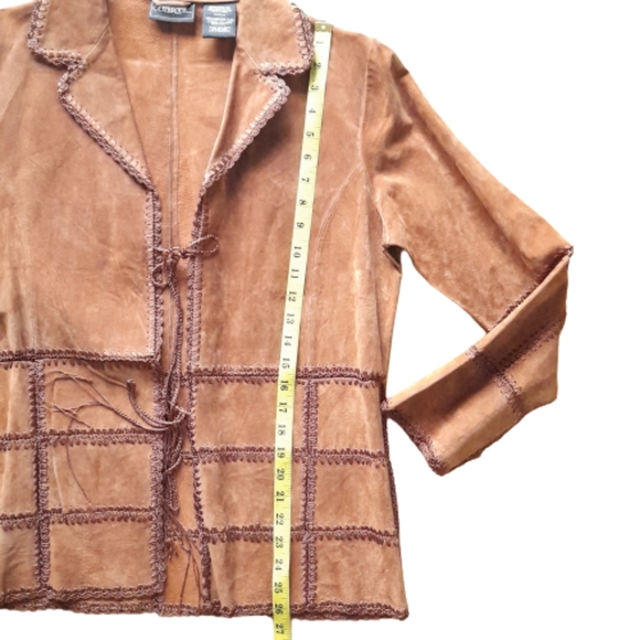 Outbrook Suede Leather Patchwork Shacket Jacket Women's Medium - Picture 12 of 16